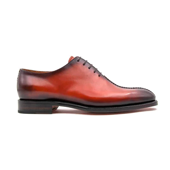 ""Derrick"" Burnished Calfskin Lace-Up Oxford Camel