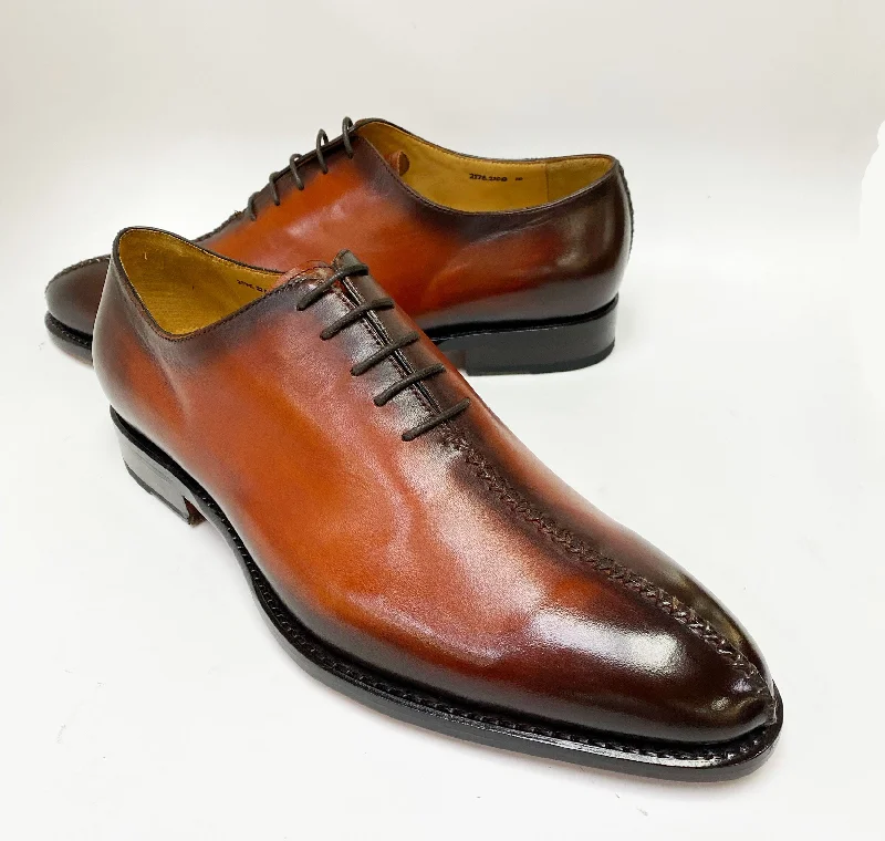 ""Derrick"" Burnished Calfskin Lace-Up Oxford Camel