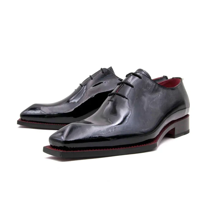 ""Jason Spade"" Patent Leather Lace-Up Oxford Black