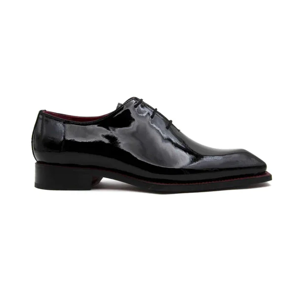 ""Jason Spade"" Patent Leather Lace-Up Oxford Black