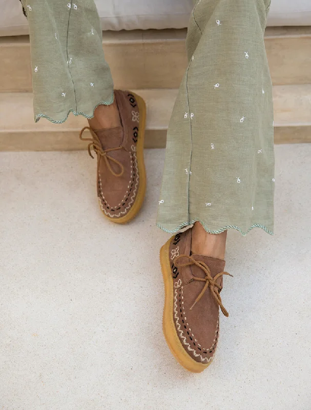 Komo Crochet Moccasin Camel Suede