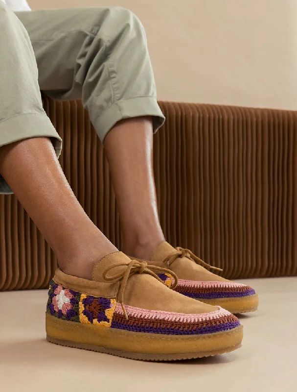 Komo Crochet Moccasin Saffron Suede