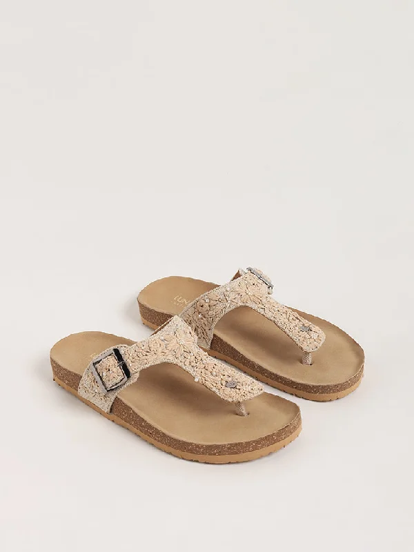 LUNA BLU Beige Cork Sandals