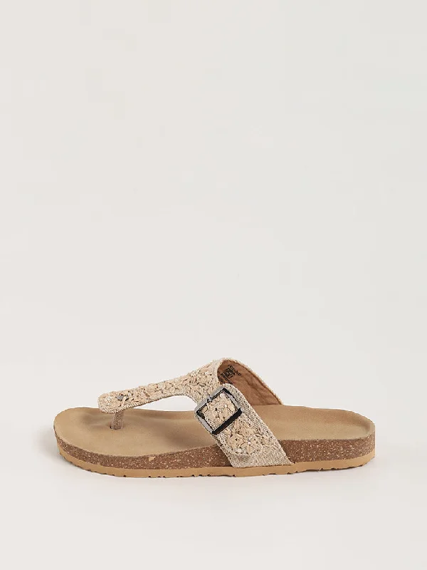 LUNA BLU Beige Cork Sandals