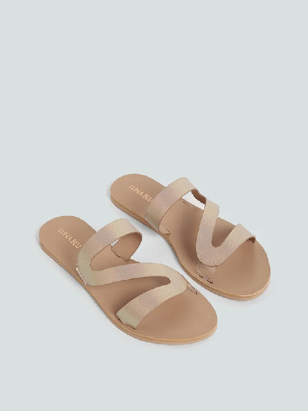 LUNA BLU Beige Z Patterned Slides