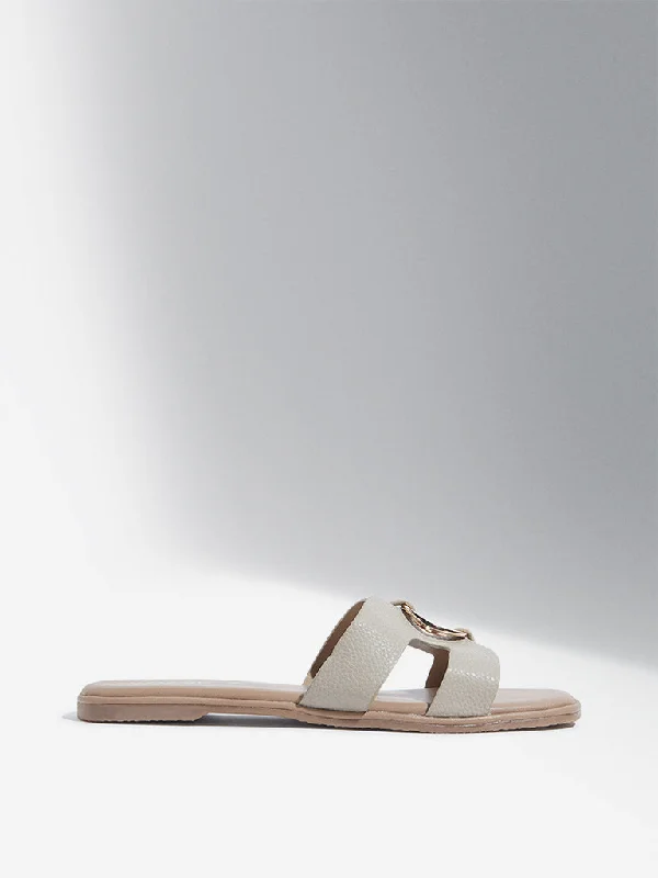 LUNA BLU Taupe Metal-Detailed Slides