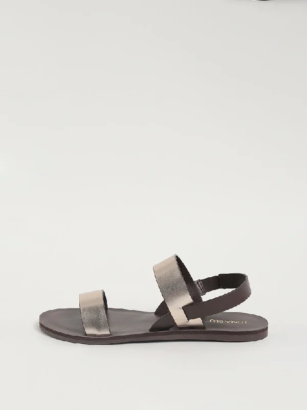 LUNA BLU Metallic Strap Brown Sandals