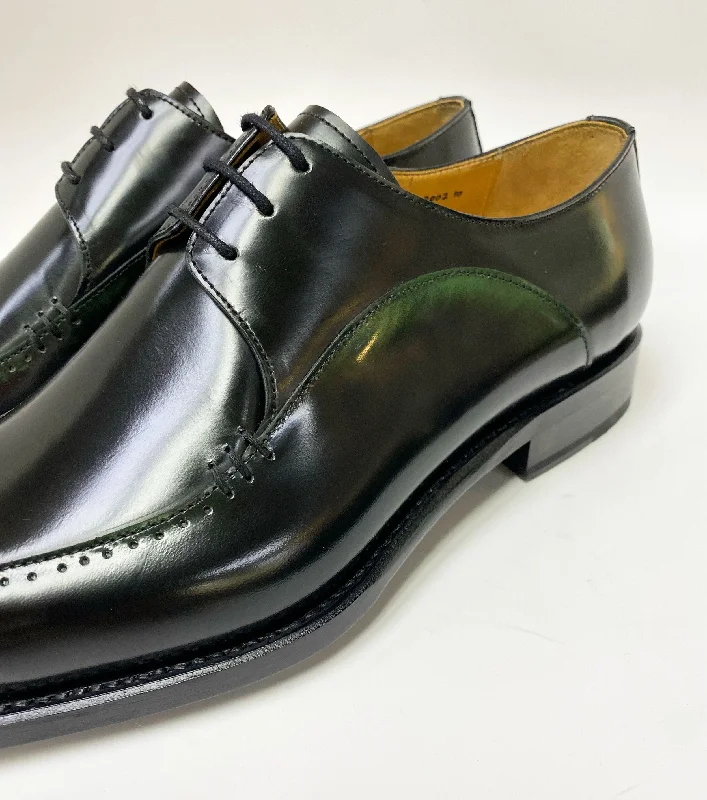 Shiny Calfskin Lace-Up Oxford Black/Green