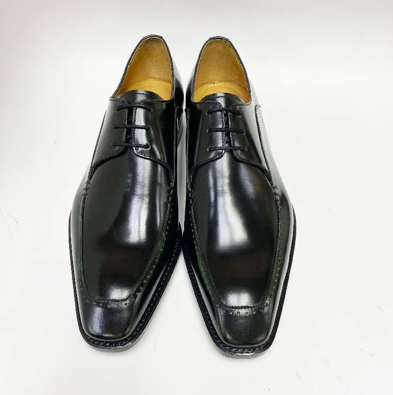 Shiny Calfskin Lace-Up Oxford Black/Green