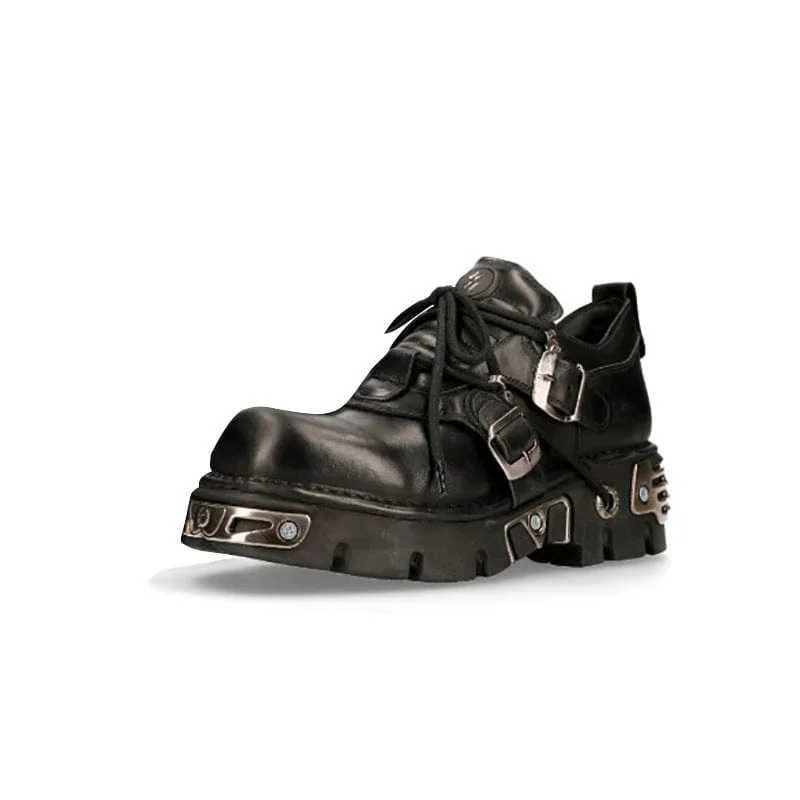 Unisex Punk Metal Splice Buckle Platform Shoes