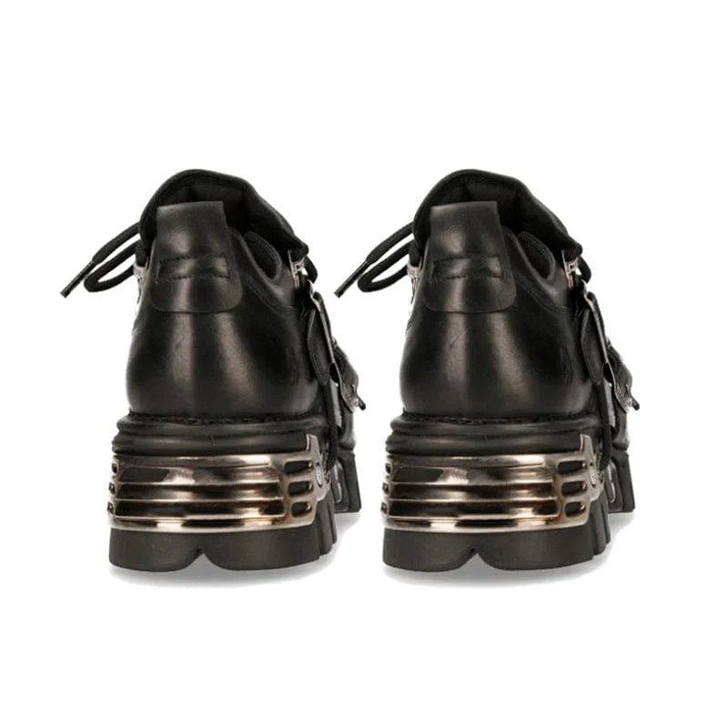 Unisex Punk Metal Splice Buckle Platform Shoes