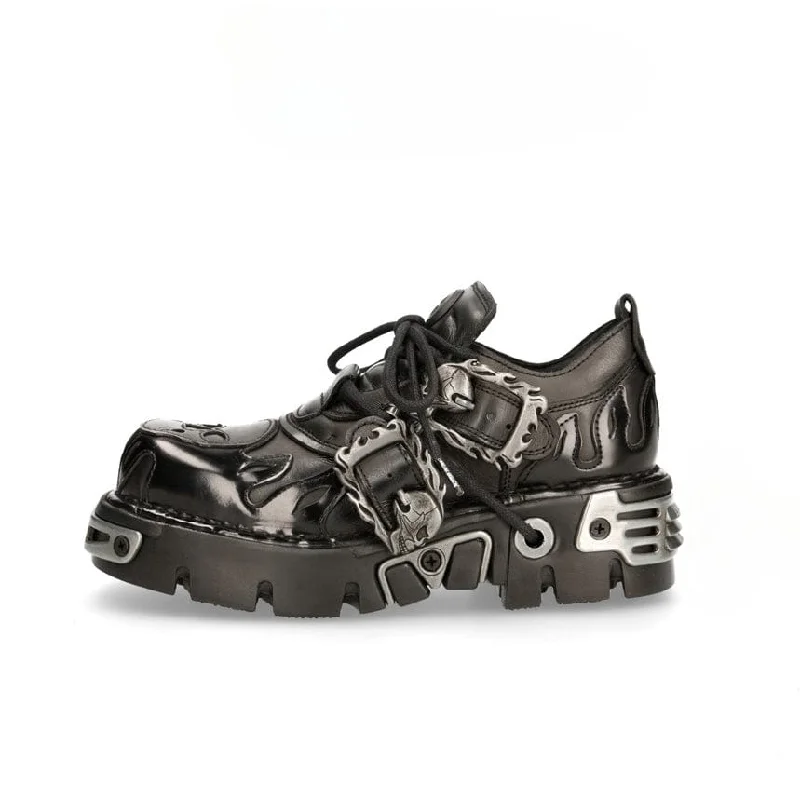 Unisex Punk Stitching Skull Buckle Shoes