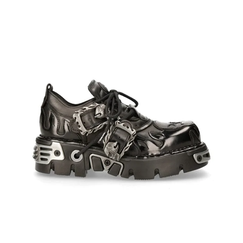 Unisex Punk Stitching Skull Buckle Shoes