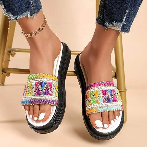 Women's Colorful Casual Platform Slide Sandals 33198515C