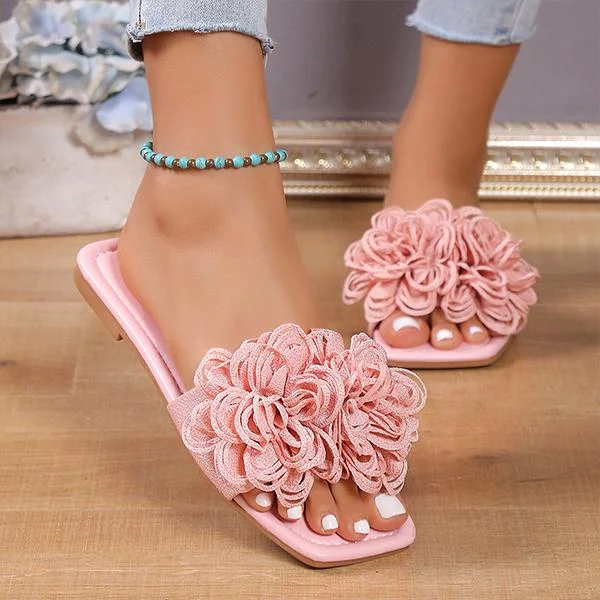 Women's Fashionable Flower Flat Beach Slippers 80201229S