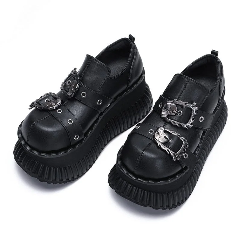 Women's Punk Skull Buckle Platform Shoes