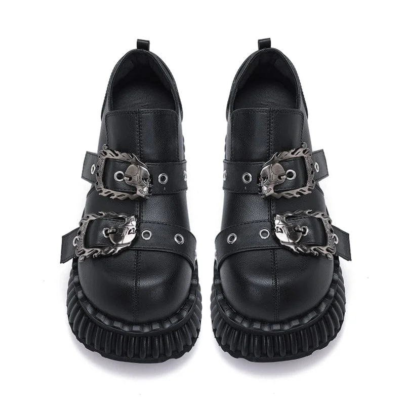 Women's Punk Skull Buckle Platform Shoes