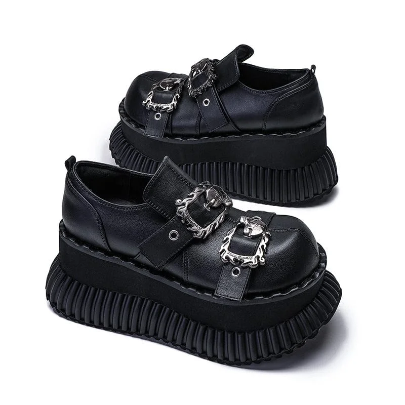 Women's Punk Skull Buckle Platform Shoes