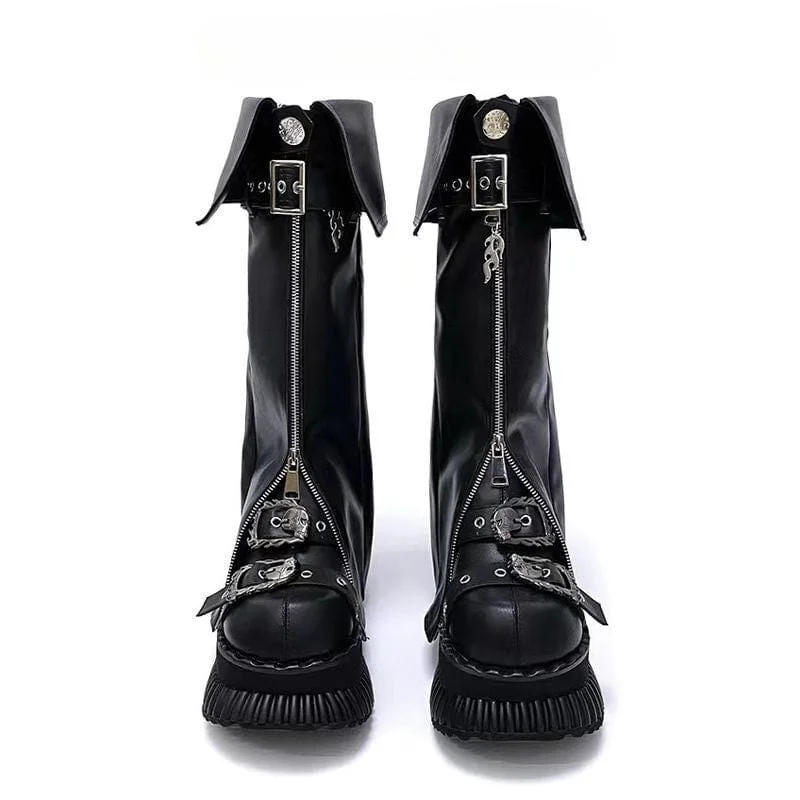 Women's Punk Skull Buckle Platform Shoes