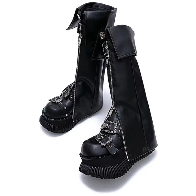 Women's Punk Skull Buckle Platform Shoes