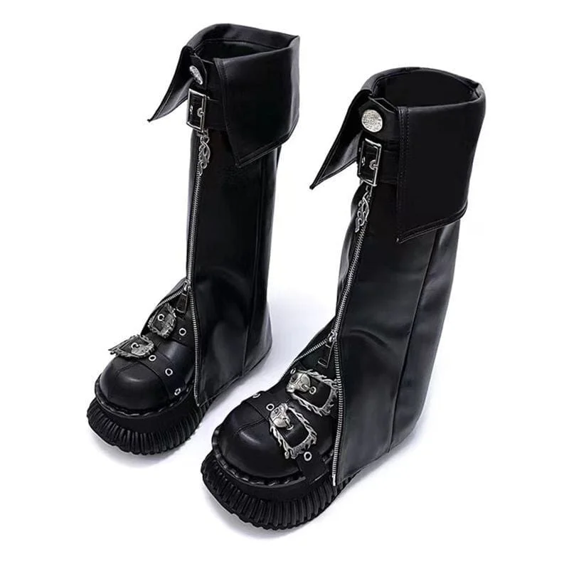 Women's Punk Skull Buckle Platform Shoes